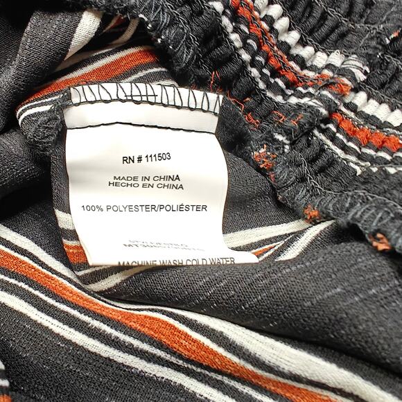 Twine & String Black Brown White Striped Peasant Blouse Size XL NEW - Picture 7 of 8